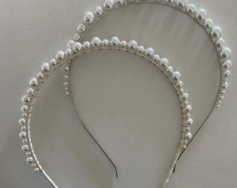 Fascia Evelyn Pearl, accessori per capelli da sposa, parrucchino da sposa, corona, diadema