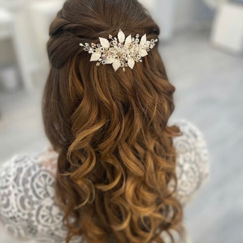 Ava Bridal Hairpiece, Wedding Hair Accessories, Hairvine, Vine, Vintage, Tiara, Hair Adornment, Blush Pink, Pearl