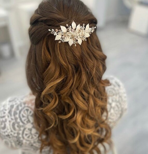 Wedding bridal hairpiece , handmade Bridal Hair Vine – Handmade Wedding Hairpiece With Pearls  main image 4