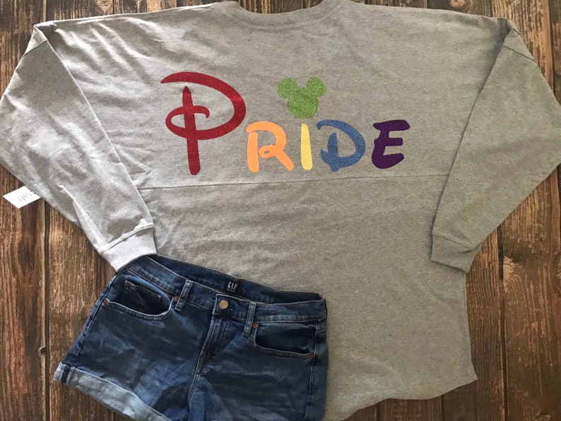 Pride Sparkle Jersey Woman/'s Girl/'s Vinyl Pom Pom Jersey Shirt LGBTQ Pride Month LGBTQIA Minnie Mouse Mickey