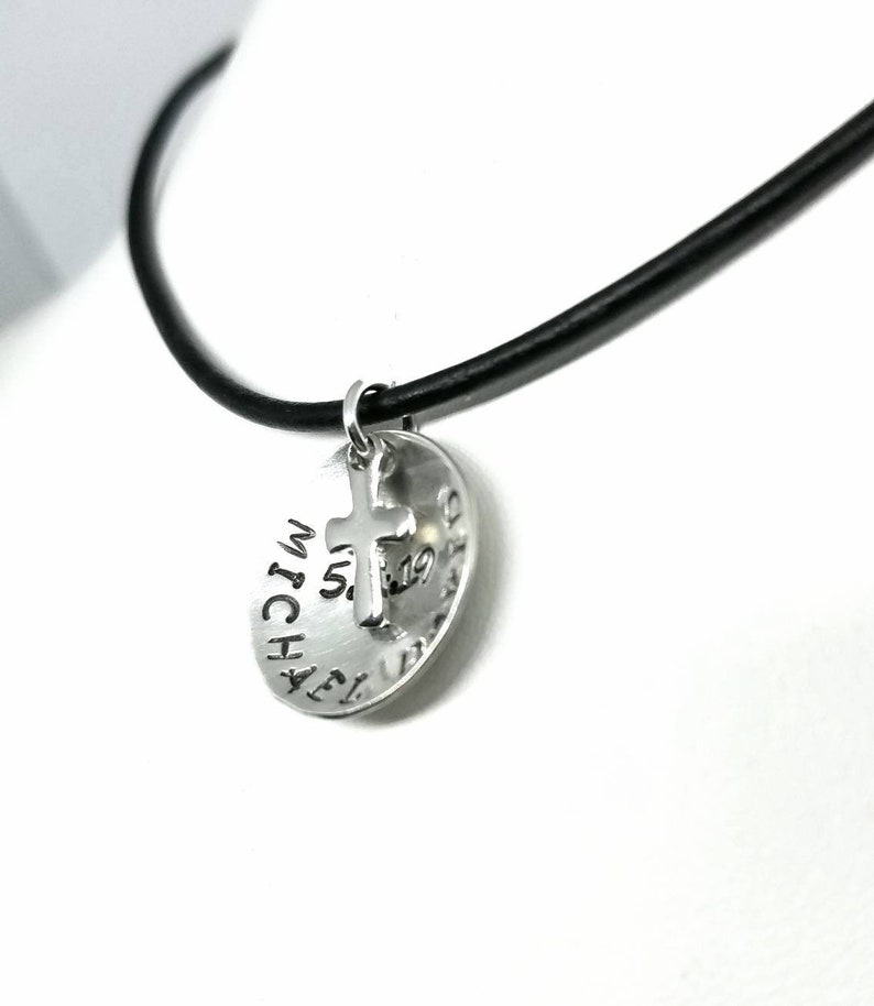 boy cross necklace leather