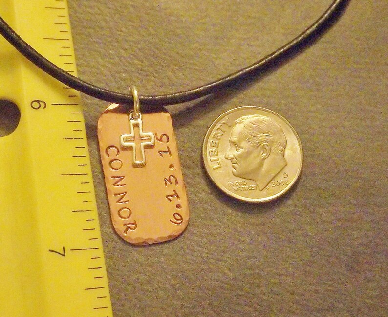 BOYS Custom CROSS Necklace For First COMMUNION Sterling Tag First Communion Name and Date Boys Necklace Pick Ball Chain or Leather
