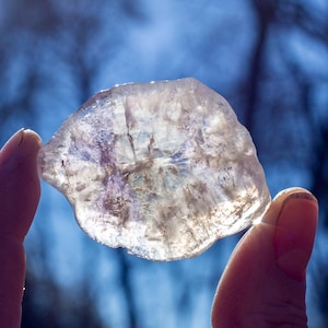 Auralite-23 Crystal (Canadian Chevron Amethyst) : 30 gram Polished Slice w RARE Green Prasiolite & Nice Purple Shades