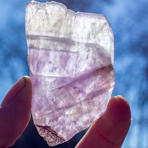 Auralite-23 Crystal (Canadian Chevron Amethyst) : 30 gram Polished Slice w RARE Green Prasiolite & Nice Purple Shades