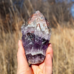 Auralite-23 Crystal (Canadian Chevron Amethyst)  : 352 gram ~ *RARE* Earth Spirit Elestial Dark Terminated Wand