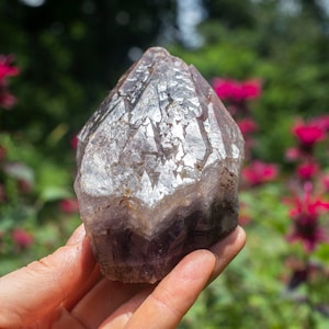 Auralith-23 Kristall (Kanadischer Chevron Amethyst): 215 g Rauchrote Erde Mit Schallplattenbewahrer