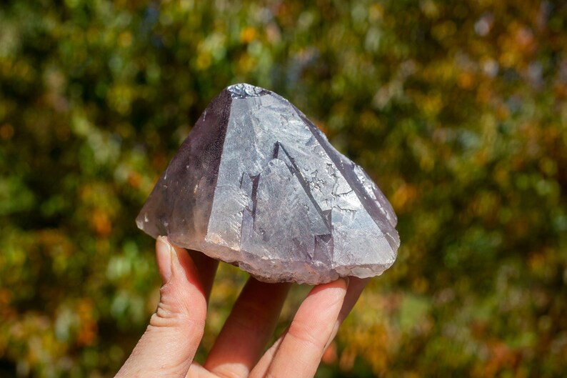 Auralite-23 Crystal (Canadian Chevron Amethyst) : 345 shops gram Gorgeous Clear Deep Smokey Purple Amethyst sitUP Termination Cap Cluster