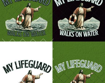 Min livräddare går på vatten Jesus PNG-design, retro kristen sublimering, vintage livräddaredesign, vintage livräddare, bibelskjorta PNG