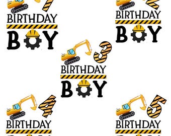 Födelsedagspojke Byggnadsgrävmaskin Grävmaskin PNG Åldrar 1 till 5