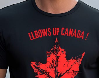 Elbows Up Canada Rustic Maple Leaf, Bästsäljare, Populär Fras, Unisex Design för Kanadensare, Canada Pride Apparel