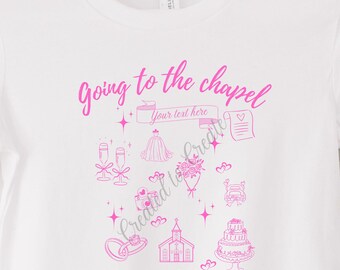 Anpassad brudtröja med rosa äktenskapsmotiv, förlovningsfesttröja, gå till kapellet-tröja, brudduschpresent, rolig möhippa-tröja