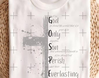 For God So Loved The World PNG, Religious PNG, Christian png, Cross png, faith png, Jesus png, Bible verse png, Easter png, John 3 16 png