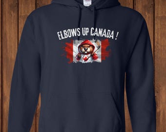 Armbågar upp Arg bäver med hockeyklubba, Patriotisk skjorta, Bästsäljare PNG för män, Populär skjorta för kvinnor, Kanada Pride PNG, Bästsäljare