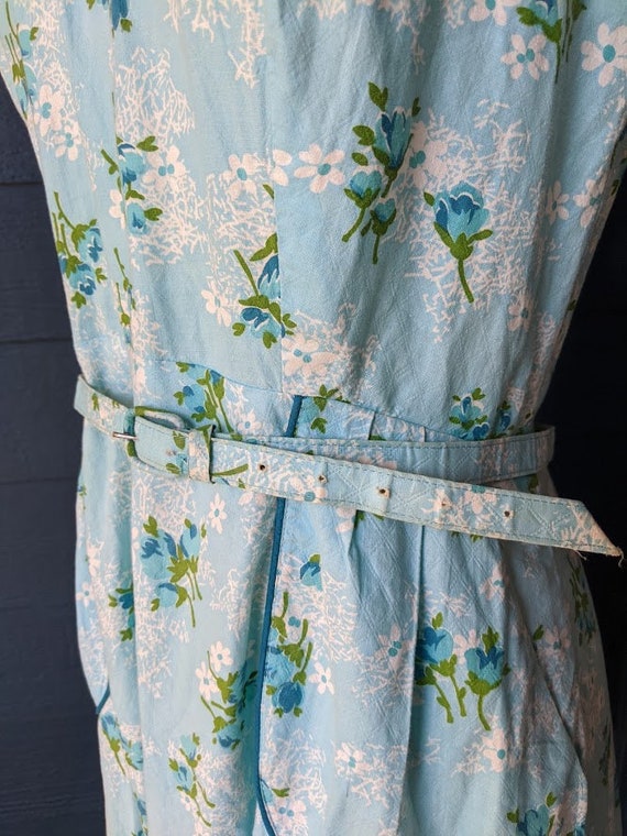 Vintage 1950s Blue Floral Dress - image 8