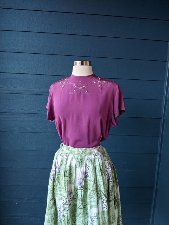 Vintage 1940s Le Charme Plum Blouse