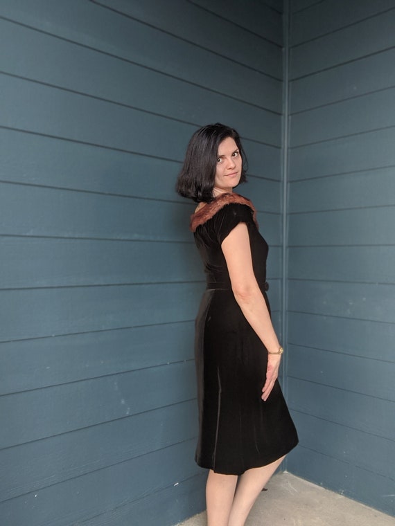 1950s Suzy Perette Belted Velvet Dress