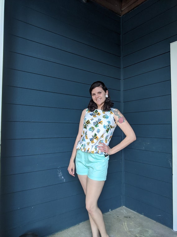 Vintage 1960s Butterfly Peplum Blouse