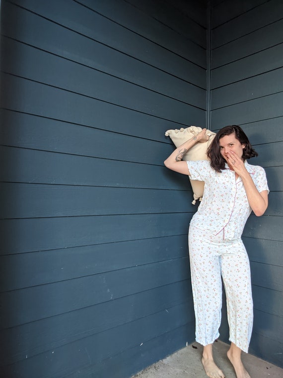 Vintage 1940s Rayon Floral Pajama Set