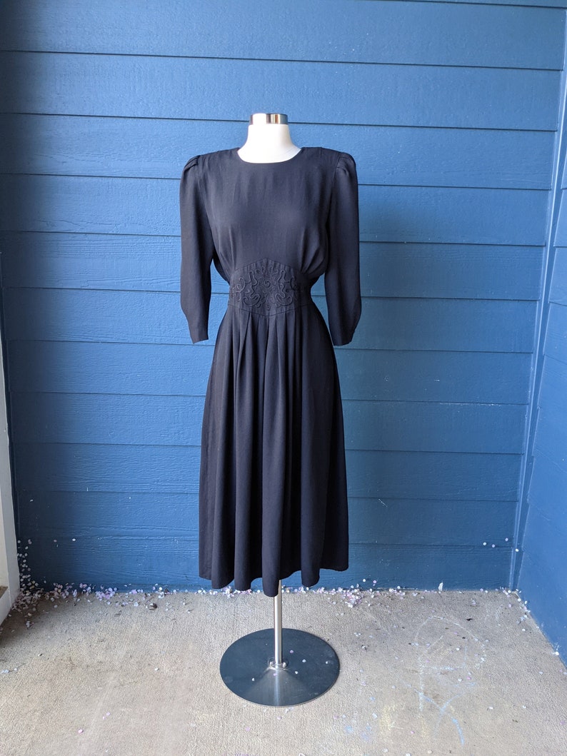 Vintage 1980s Does 40s Soutache Dress