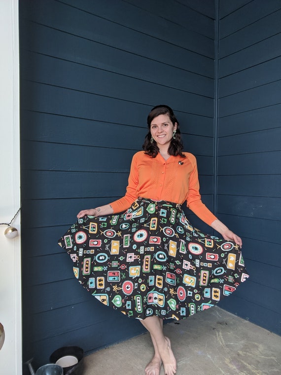 Vintage 1950s Novelty Print Skirt