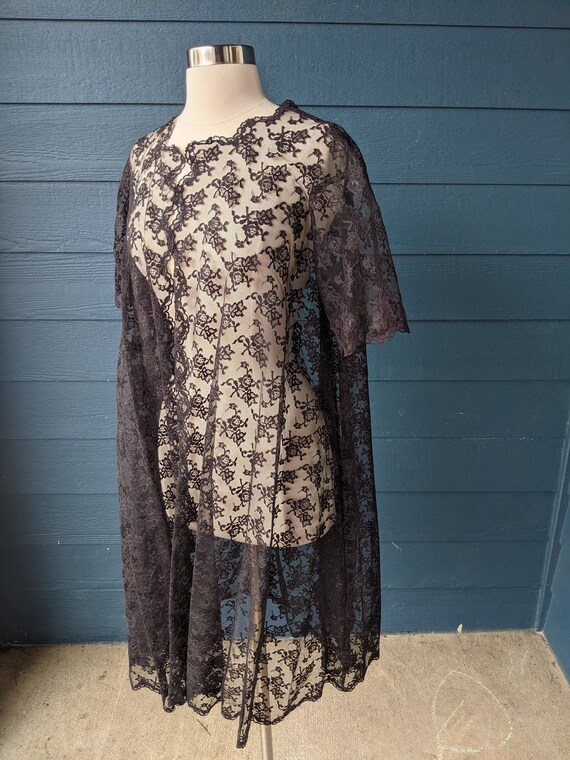Vintage 1950s Chevette Lace Peignoir Robe