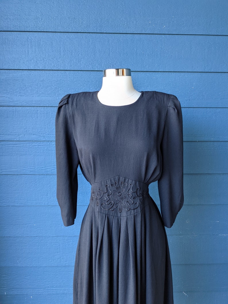 Vintage 1980s Does 40s Soutache Dress