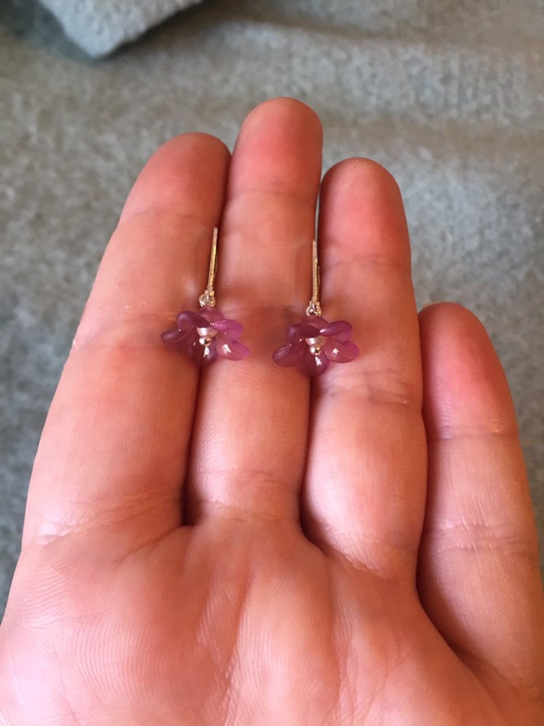 Silvery and lilac flower earrings