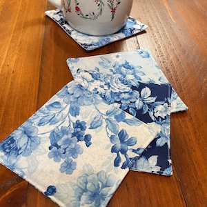 Handmade Fabric Coasters - Delft Blue - Set of 4