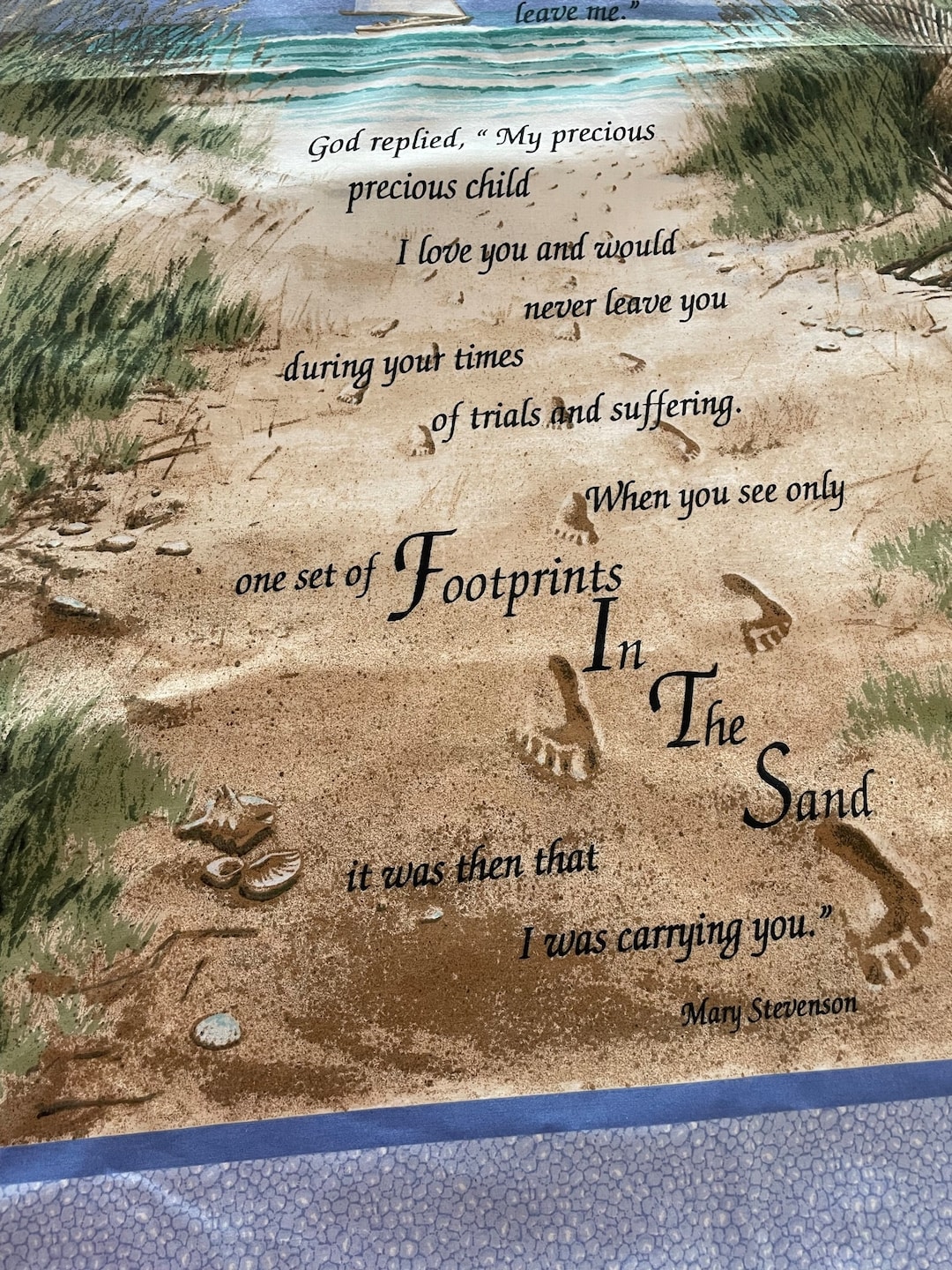 Footprints in the Sand Mary Stevenson Poem Quilt or Wallhanging
