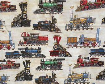 LIMITED LEFT Details about   1/2 YD TRAINS LOCOMOTIVES SIGNS RARE PRINT NEW COTTON FABRIC! 