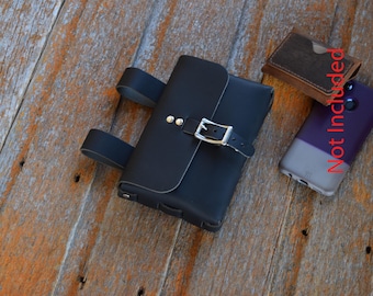 Matte Black Leather Belt Pouch, Renaissance Faire, Hiking, Camping
