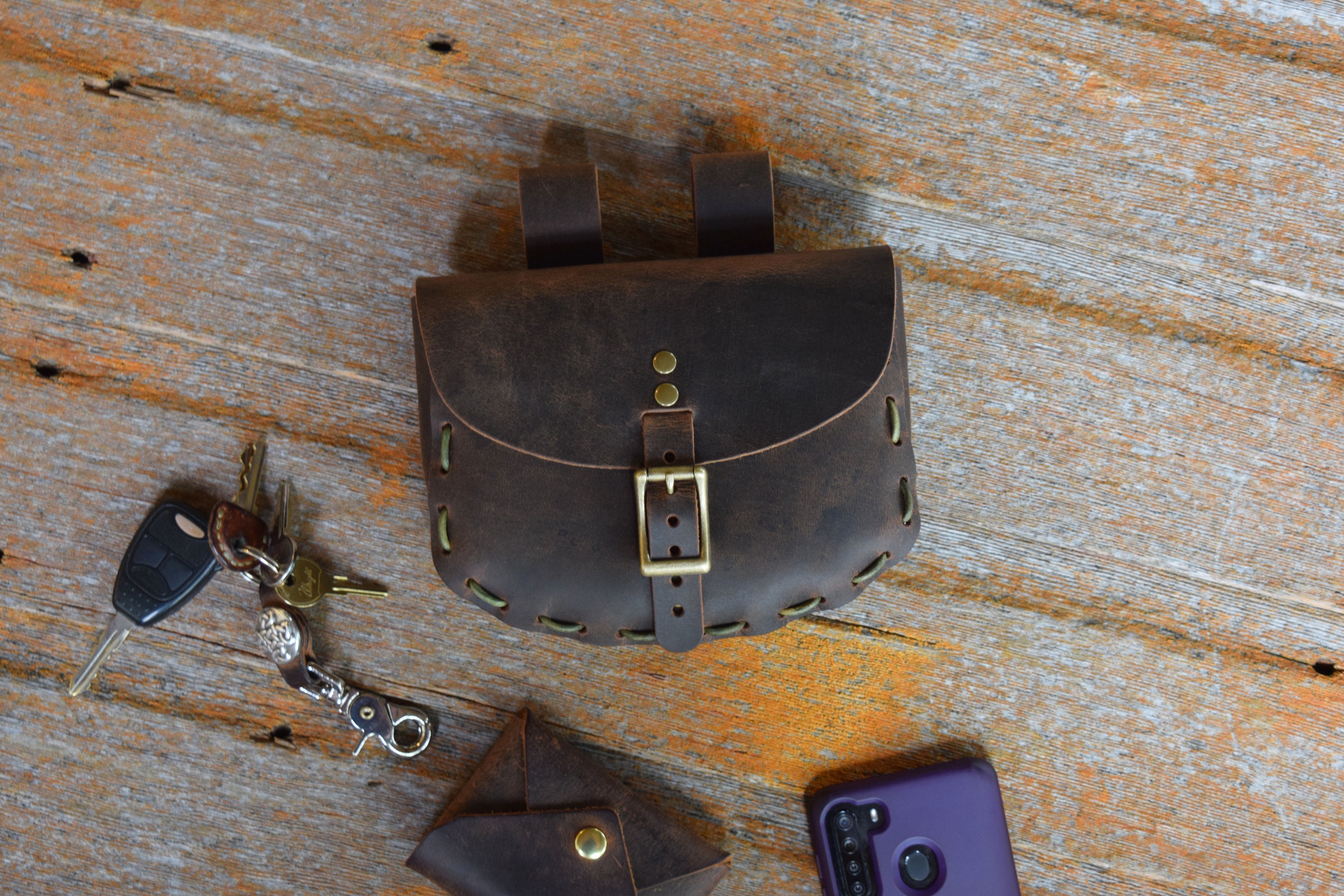 Leather Belt Pouch Bushcraft, Leather Pouch Camping