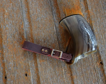 Leather Tankard Strap in Oxblood Red Leather / Mug Frog -- Made to Order