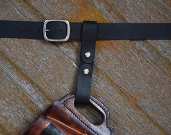 Leather Tankard Strap in Black Leather / Mug Frog