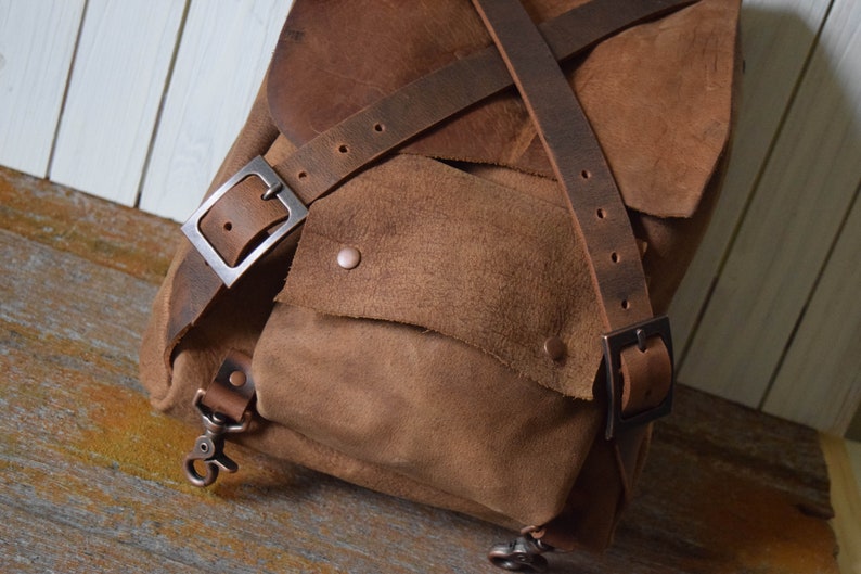 14.5 x 11 x 5 Handmade Rustic Brown Leather Backpack Ready to Ship