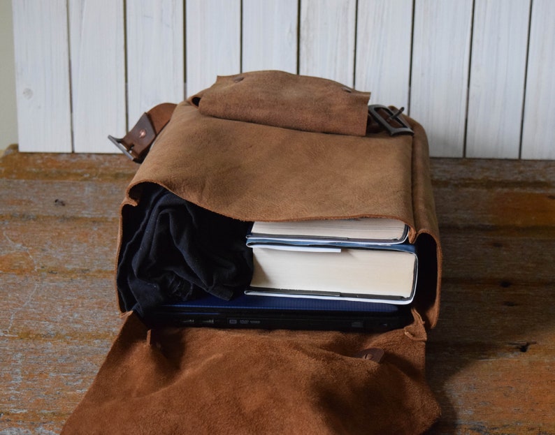 14.5 x 11 x 5 Handmade Rustic Brown Leather Backpack Ready to Ship