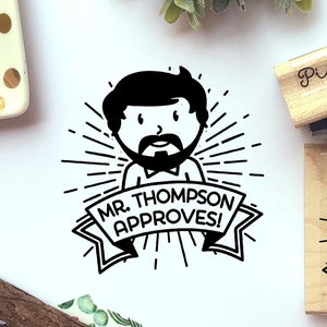 Male Teacher Rubber Stamp | Custom Face Stamp for Classroom and Grading | Personalized Teacher Appreciation Gift