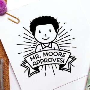 Male Teacher Rubber Stamp | Custom Face and Book Stamp for Classroom and Grading | Personalized Teacher Appreciation Gift