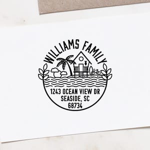 Personalized Beach House Address Stamp | Custom Coastal Return Address Stamp | Nautical Rubber Stamp