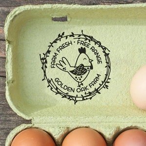 Gepersonaliseerde rubberen stempel voor eierdoos | Aangepaste boerderijstempel voor verse eieren | Perfect cadeau voor boeren en tuinders