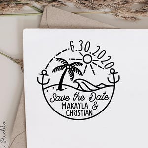 Beach Save the Date Stamp | Custom Stamp for Beach Wedding Invitations | Personalized Stamp for Wedding Favors & Envelopes