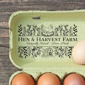 Personalized Egg Carton Stamp | Custom Farm Fresh Design | Rustic Gardener Gift