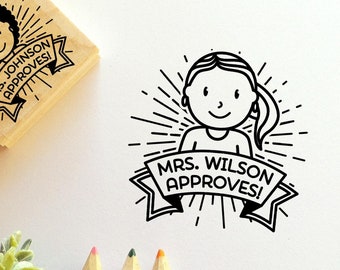 Personalized Teacher Rubber Stamp | Custom Face Design for Classroom Grading