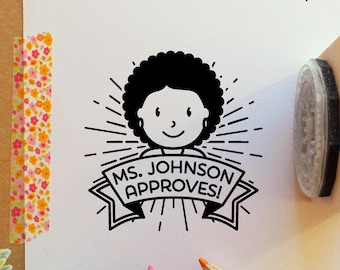 Sello de goma personalizado para profesores / Diseño de cara personalizado para calificar y para uso en el aula.
