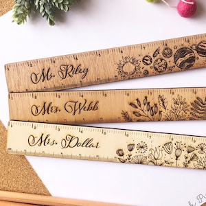 Custom Engraved Teacher Ruler, Personalized Teacher Gifts with Grading Scale