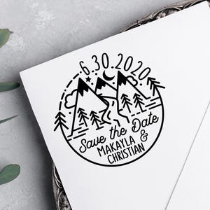 Mountain Wedding Save the Date Stamp | Rustic Destination Wedding Stamp | Custom Rubber Stamp