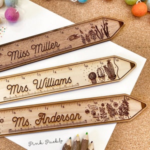 Personalized Engraved Wooden Teacher Ruler, Personalized Teacher Gift image 1