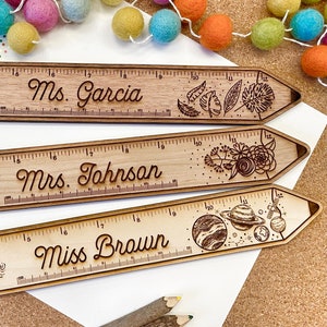 Personalized Engraved Wooden Teacher Ruler, Personalized Teacher Gift
