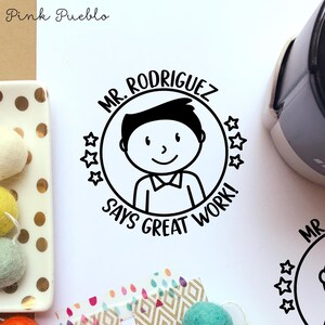 Personalized Self-Inking Teacher Stamp for Him | Custom Male Teacher Gift | Back to School or Teacher Appreciation