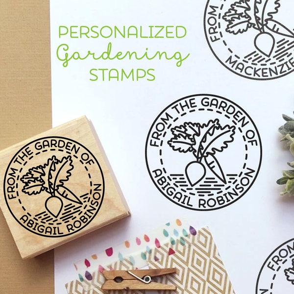 From the Garden of Stamp, Gardener Gift, Gardening Gift, Canning Label Stamp - Personalized